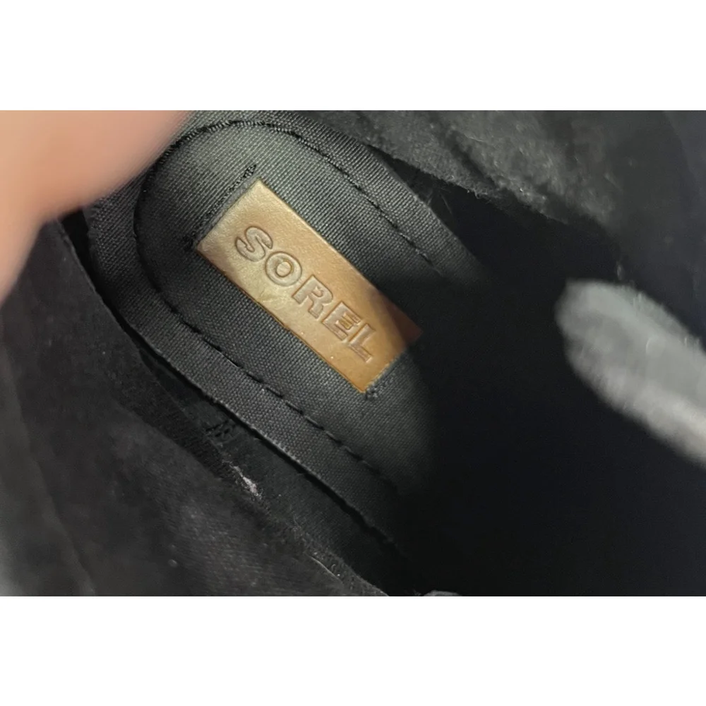 Sorel Boots Ankle Lug Boots Hiking Black Size 8 Suede Sneakchic Water Proof - Picture 4 of 14